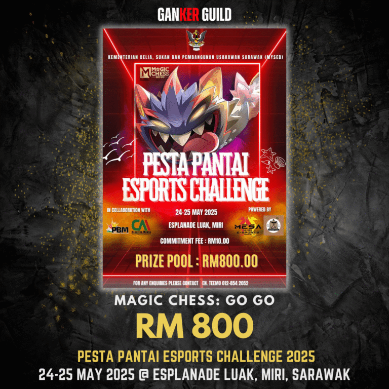 PESTA PANTAI ESPORTS CHALLENGE 2025 - MAGIC CHESS: GO GO GANKER GUILD MAGIC CHESS GO GO RM 800 PESTA PANTAI ESPORTS CHALLENGE 2025 24-25 MAY 2025 @ ESPLANADE LUAK, MIRI, SARAWAK