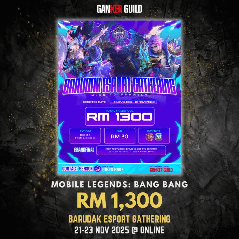 GANKER GUILD MOBILE LEGENDS BANG BANG RM 1,3000 BARUDAK ESPORT GATHERING 21-23 NOVEMBER 2025 @ ONLINE