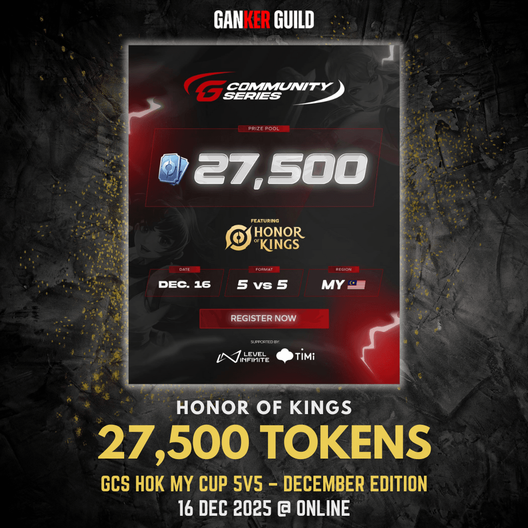 GANKER GUILD HONOR OF KINGS 27,500 TOKENS GCS HOK MY CUP 5V5 - DECEMBER EDITION 16 DECEMBER 2025 @ ONLINE