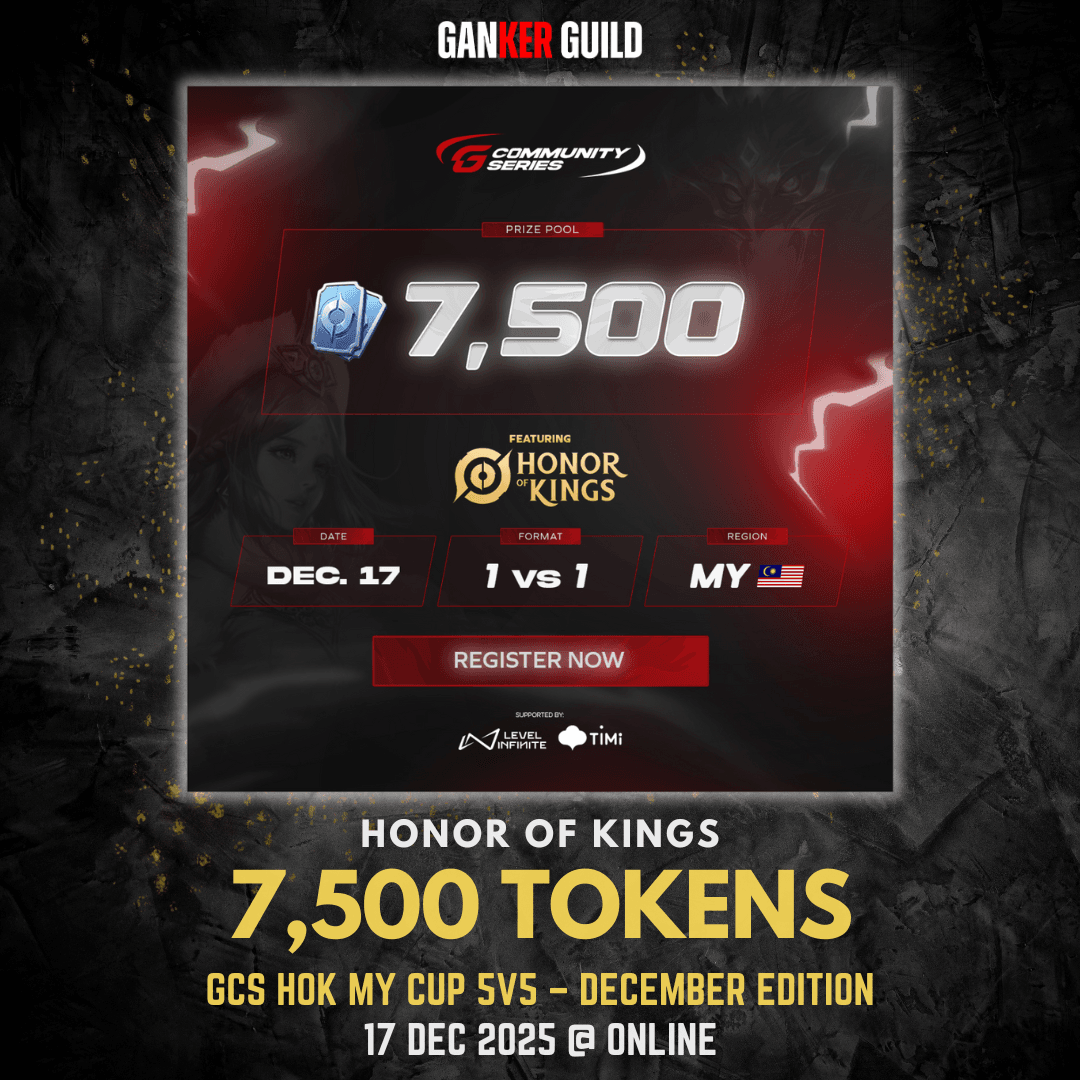 GANKER GUILD HONOR OF KINGS 7,500 TOKENS GCS HOK MY CUP 5V5 - DECEMBER EDITION 17 DEC 2025 @ ONLINE