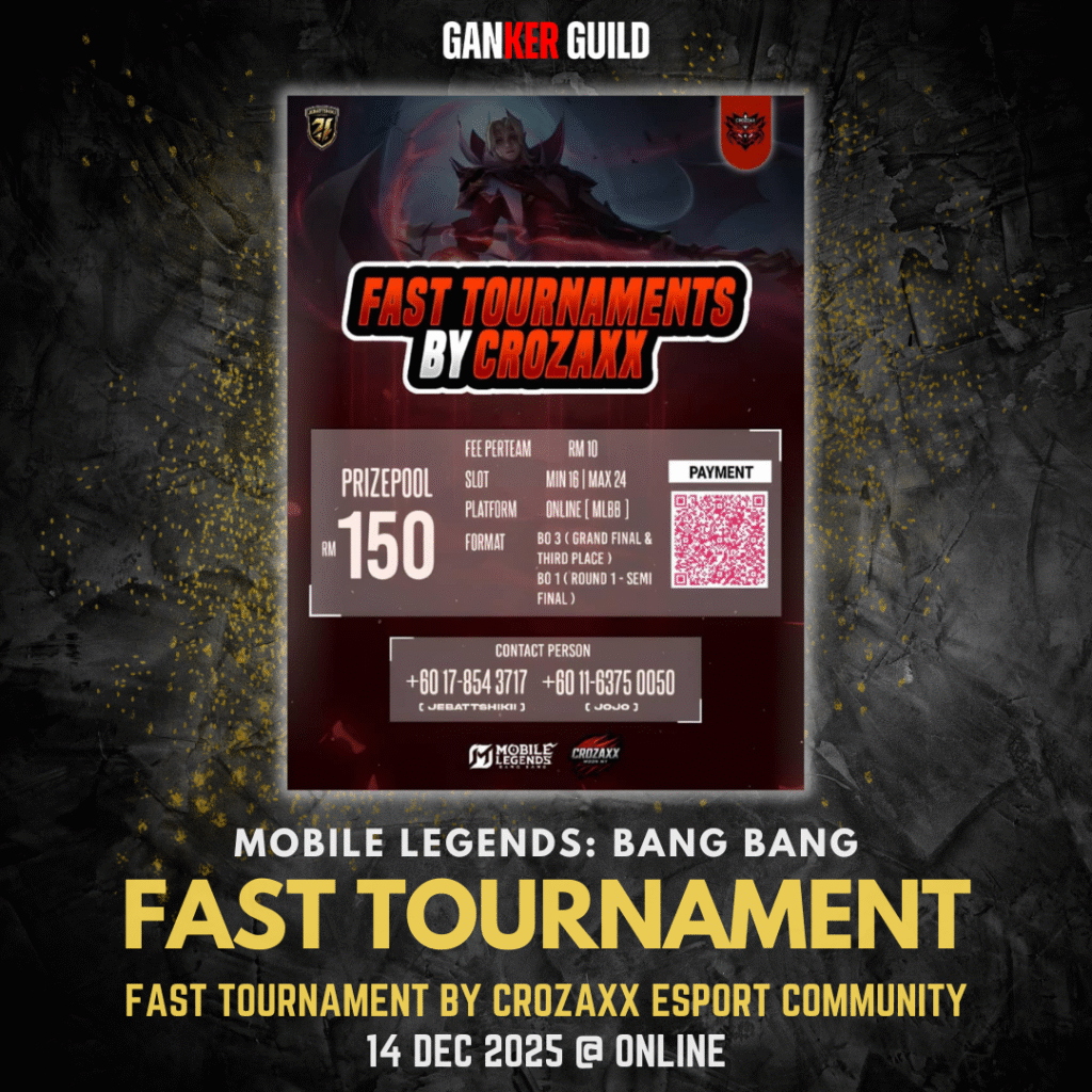 GANKER GUILD MOBILE LEGENDS BANG BANG FAST TOURNAMENT FAST TOURNAMENT BY CROZAXX ESPORT COMMUNITY 14 DECEMBER 2025 @ ONLINE