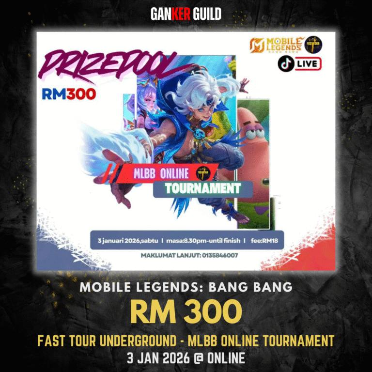 GANKER GUILD MOBILE LEGENDS BANG BANG RM 300 FAST TOURNAMENT UNDERGROUND - MLBB ONLINE TOURNAMENT 3 JAN 2026 @ ONLINE