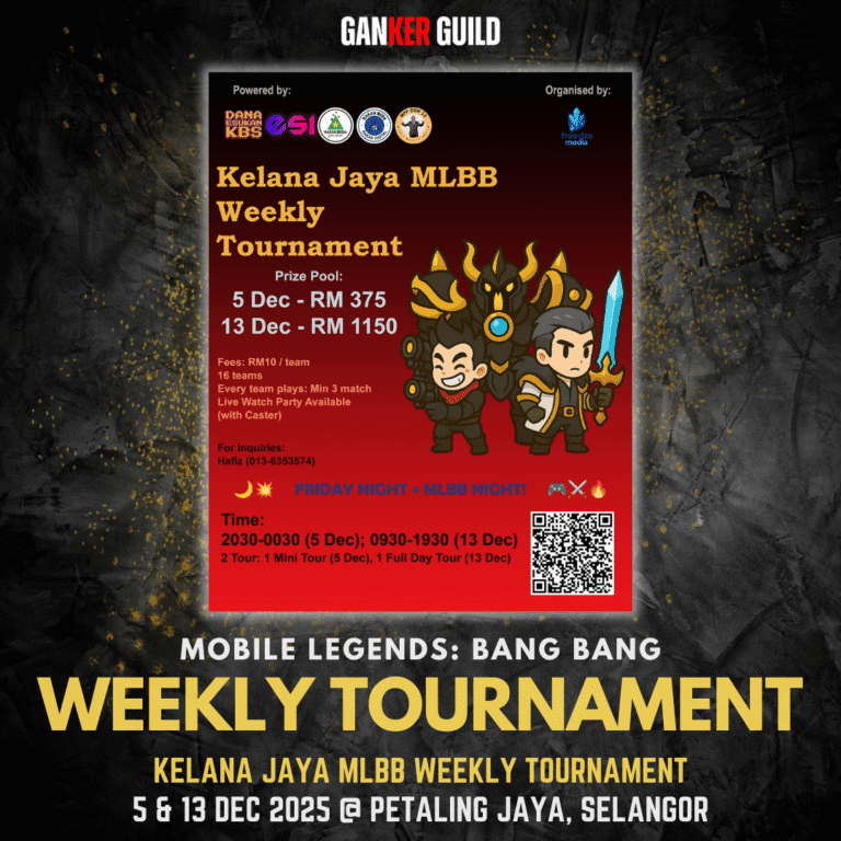 KELANA JAYA MLBB WEEKLY TOURNAMENT GANKER GUILD MOBILE LEGENDS BANG BANG WEEKLY TOURNAMENT KELANA JAYA MLBB WEEKLY TOURNAMENT 5 & 13 DEC 2025 @ PETALING JAYA, SELANGOR
