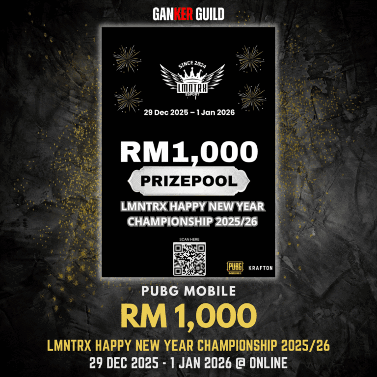 LMNTRX HAPPY NEW YEAR CHAMPIONSHIP 2025/26 GANKER GUILD PUBG MOBILE RM 1,000 LMNTRX HAPPY NEW YEAR CHAMPIONSHIP 2025 26 29 DECEMBER 2025 - 1 JANUARY 2026 @ ONLINE