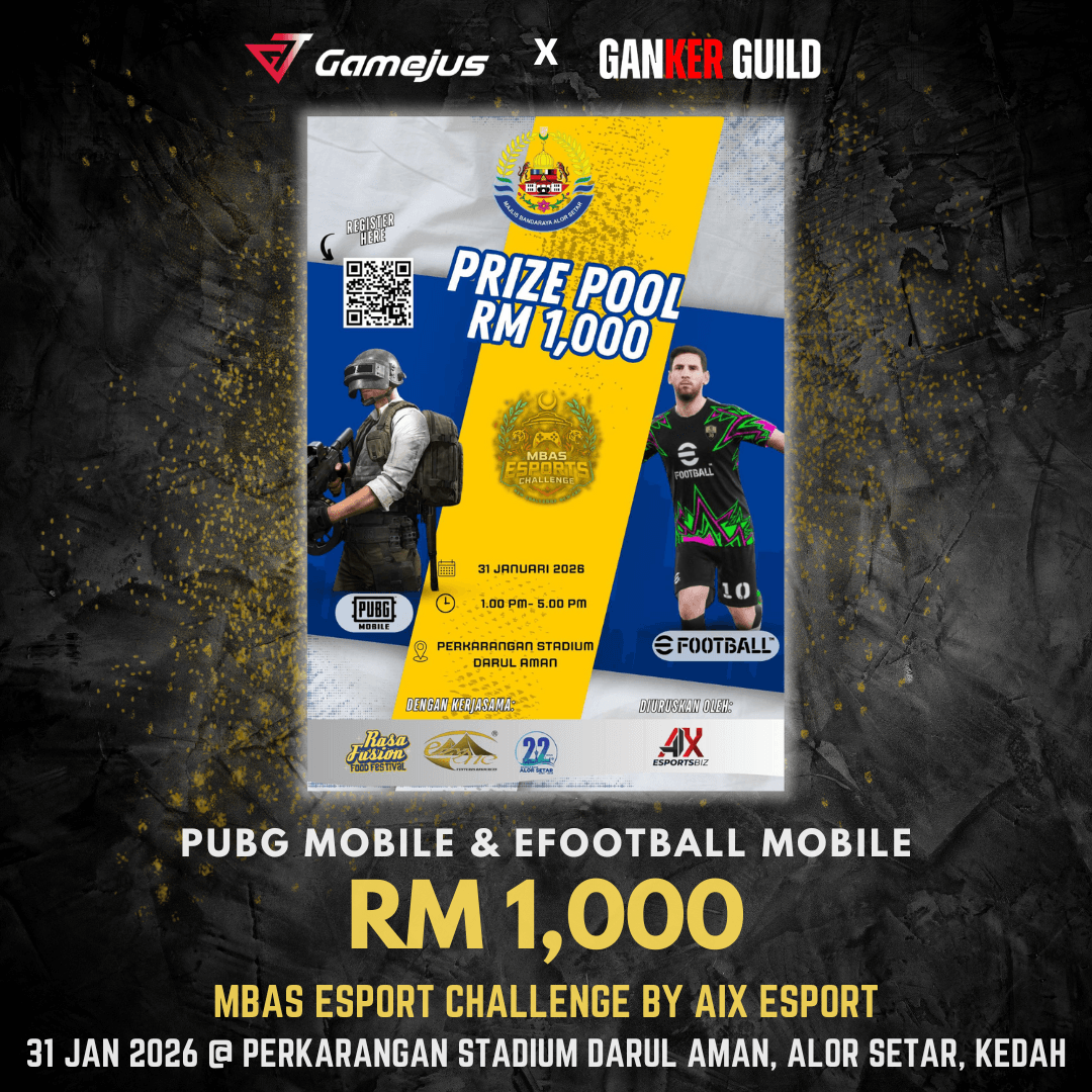 GAMEJUS X GANKER GUILD PUBG MOBILE & EFOOTBALL MOBILE RM 1,000 MBAS ESPORT CHALLENGE BY AIX ESPORT 31 JAN 2026 @ PERKARANGAN STADIUM DARUL AMAN, ALOR SETAR, KEDAH