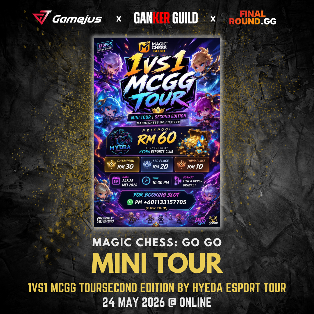 GAMEJUS X GANKER GUILD X FINAL ROUND.GG MAGIC CHESS GO GO MINI TOUR 1VS1 MCGG TOURSECOND EDITION BY HYEDA ESPORT TOUR 24 MAY 2026 @ ONLINE