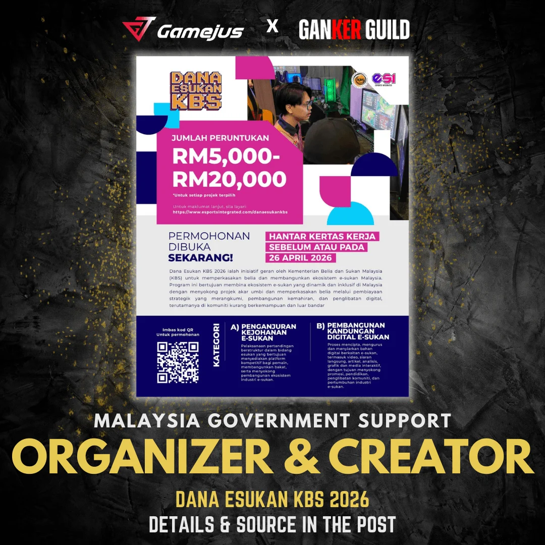 Dana Esukan KBS 2026 GAMEJUS X GANKER GUILD MALAYSIA GOVERNMENT SUPPORT ORGANIZER & CREATOR DANA ESUKAN KBS 2026 DETAILS & SOURCE IN THE POST
