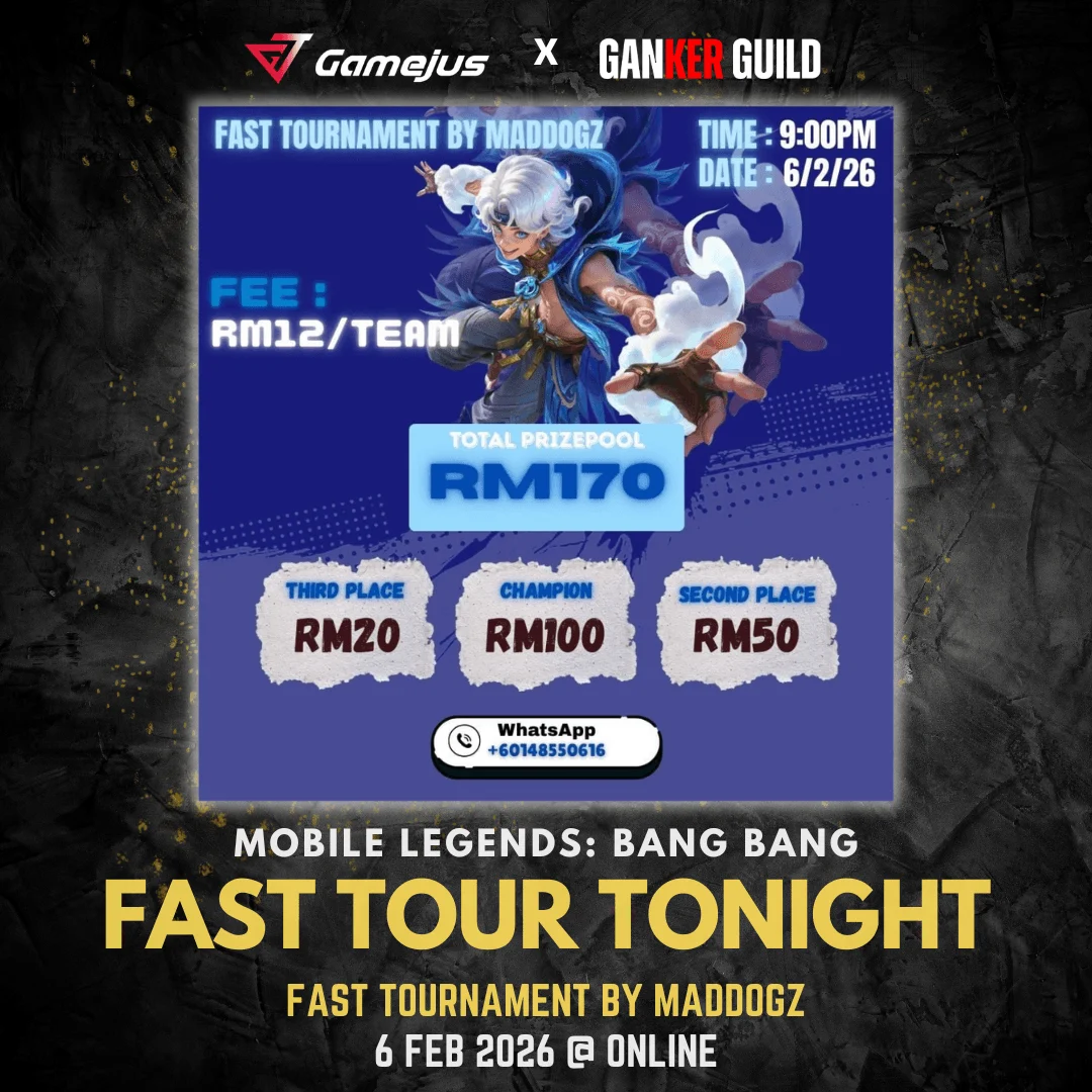 FAST TOURNAMENT BY MADDOGZ 6 FEB 2026 GAMEJUS X GANKER GUILD MOBILE LEGENDS BANG ANG FAST TOUR TONGIHT FAST TOURNAMENT BY MADDOGZ 6 FEB 2026 @ ONLINE