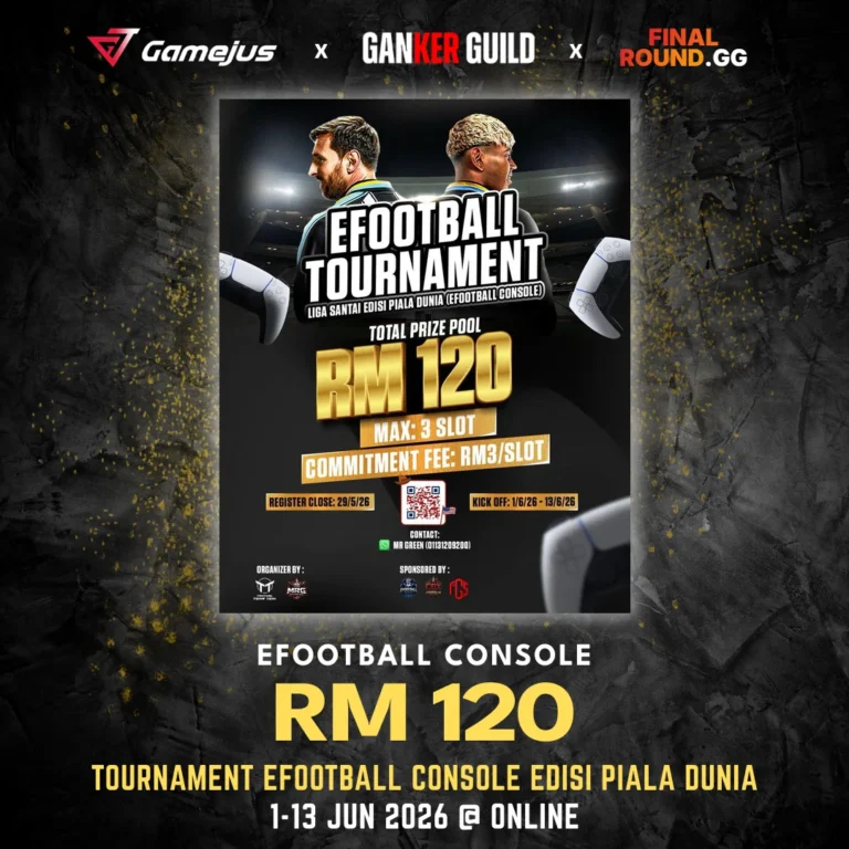 GAMEJUS X GANKER GUILD X FINAL ROUND.GG EFOOTBALL CONSOLE RM 120 TOURNAMENT EFOOTBALL CONSOLE EDISI PIALA DUNIA 1-13 JUN 2026 @ ONLINE