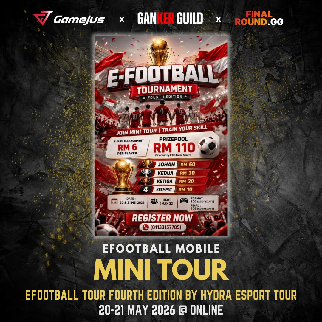 GAMEJUS X GANKER GUILD X FINAL ROUND.GG EFOOTBALL MOBILE MINI TOUR EFOOTBALL TOUR FOURTH EDITION BY HYDRA ESPORT TOUR 20-21 MAY 2026 @ ONLINE