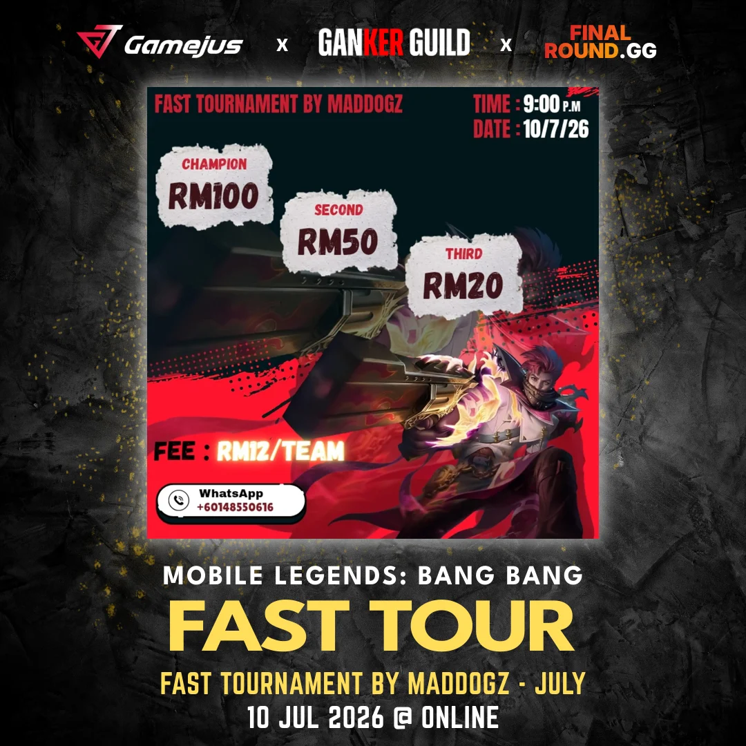 GAMEJUS X GANKER GUILD X FINAL ROUND.GG MOBILE LEGENDS BANG BANG FAST TOUR FAST TOURNAMENT BY MADDOGZ - JULY 10 JUL 2026 @ ONLINE