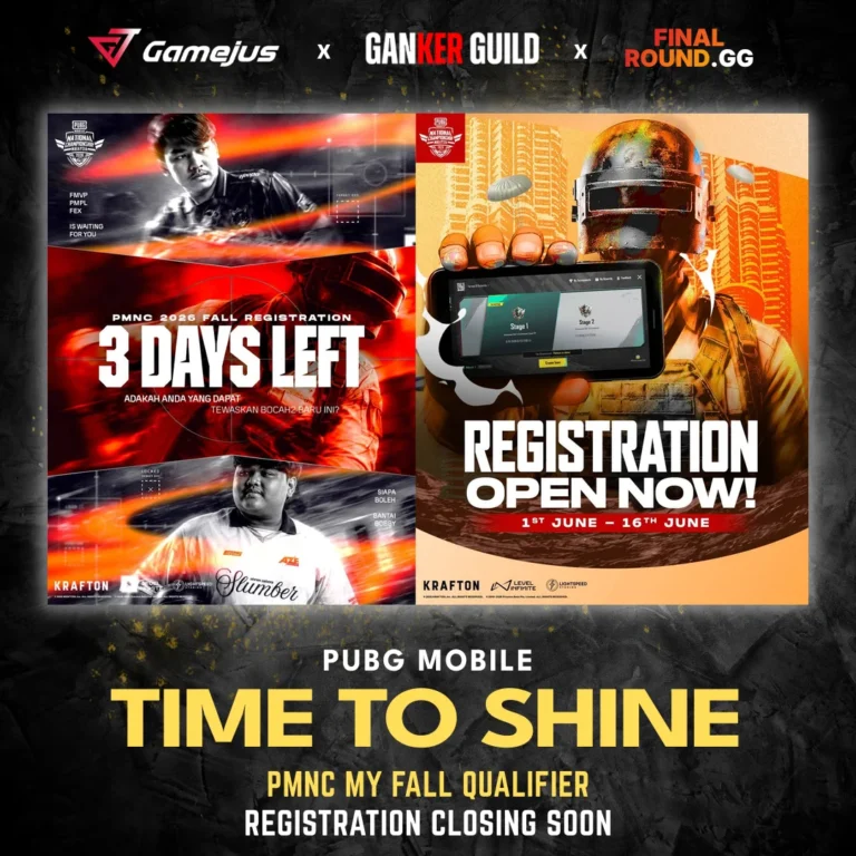 GAMEJUS X GANKER GUILD X FINAL ROUND.GG PUBG MOBILE TIME TO SHINE PMNC MY FALL QUALIFIER REGISTRATION CLOSING SOON