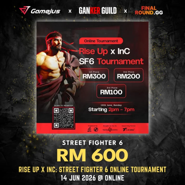 GAMEJUS X GANKER GUILD X FINAL ROUND.GG STREET FIGHTER 6 RM 600 RISE UP X INC STREET FIGHTER 6 ONLINE TOURNAMENT 14 JUN 2026 @ ONLINE