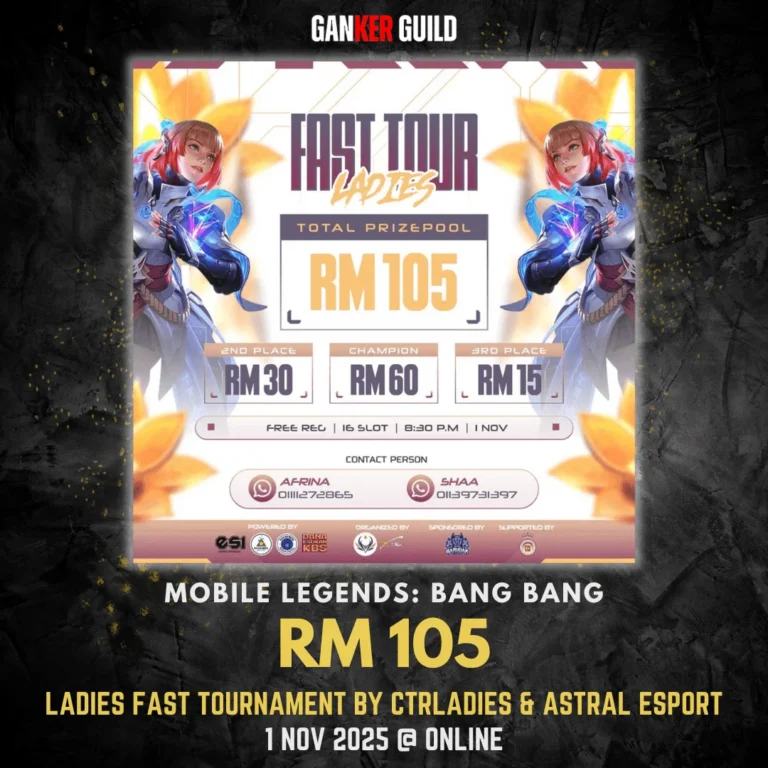 GANKER GUILD MOBILE LEGENDS BANG BANG RM 105 LADIES FAST TOURNAMENT BY CTRLADIES & ASTRAL ESPORT 1 NOVEMBER 2025 @ ONLINE