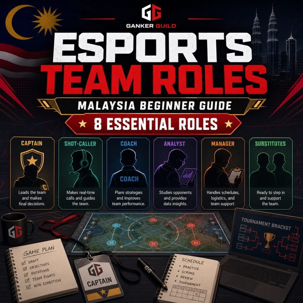 esports team roles Malaysia beginner guide with 8 essential roles