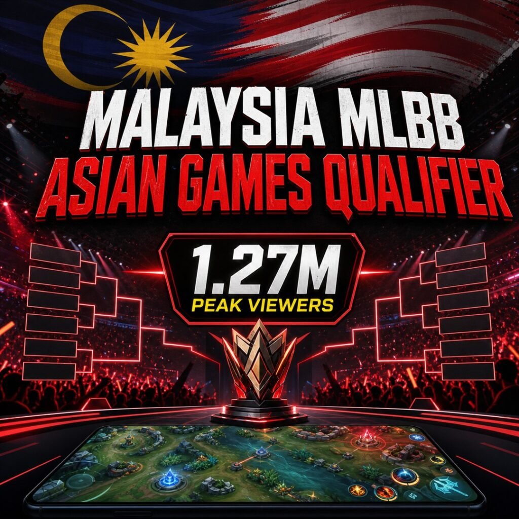 Malaysia MLBB Asian Games qualifier 1.27M peak viewers esports news graphic