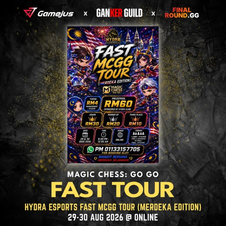 GAMEJUS X GANKER GUILD X FINAL ROUND.GG MAGIC CHESS GO GO FAST TOUR HYDRA ESPORTS FAST MCGG TOUR (MERDEKA EDITION) 29-30 AUG 2026 @ ONLINE