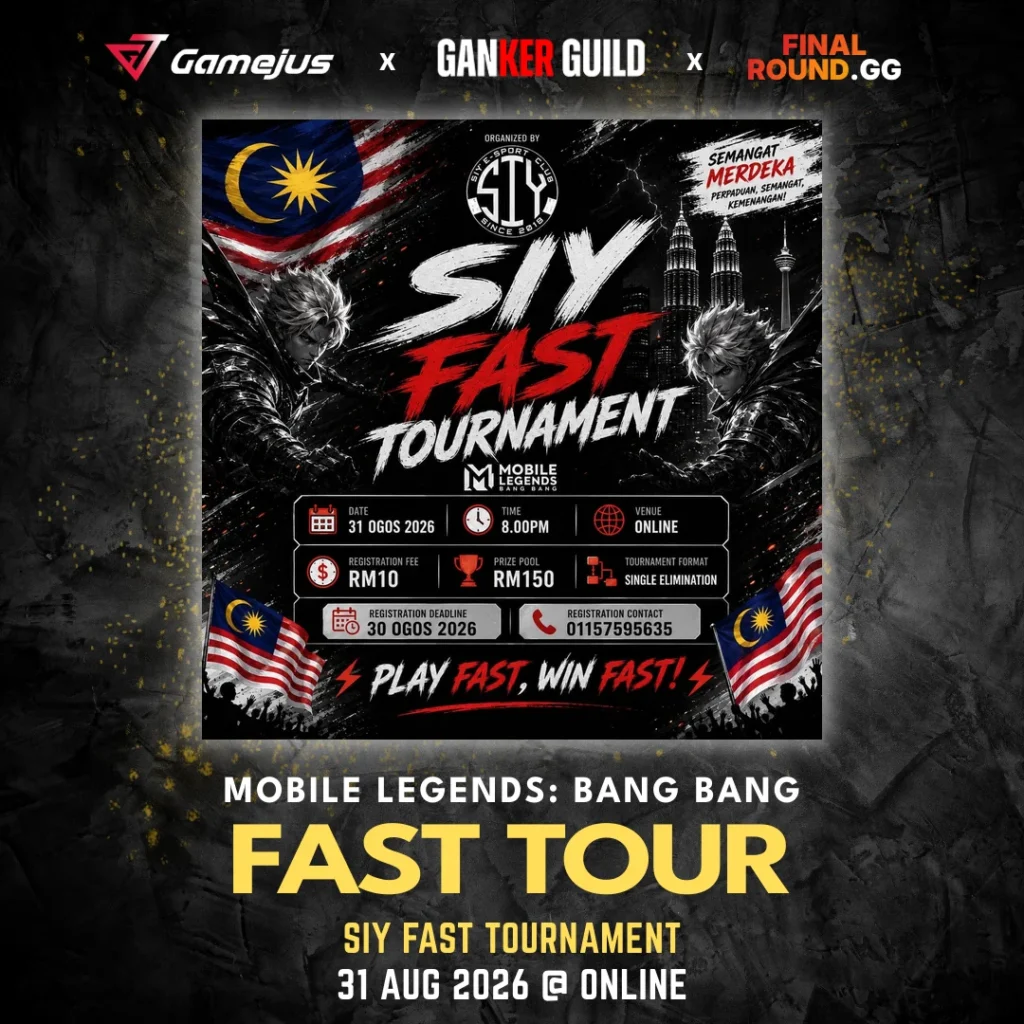 GAMEJUS X GANKER GUILD X FINAL ROUND.GG MOBILE LEGENDS BANG BANG FAST TOUR SIY FAST TOURNAMENT 31 AUG 2026 @ ONLINE
