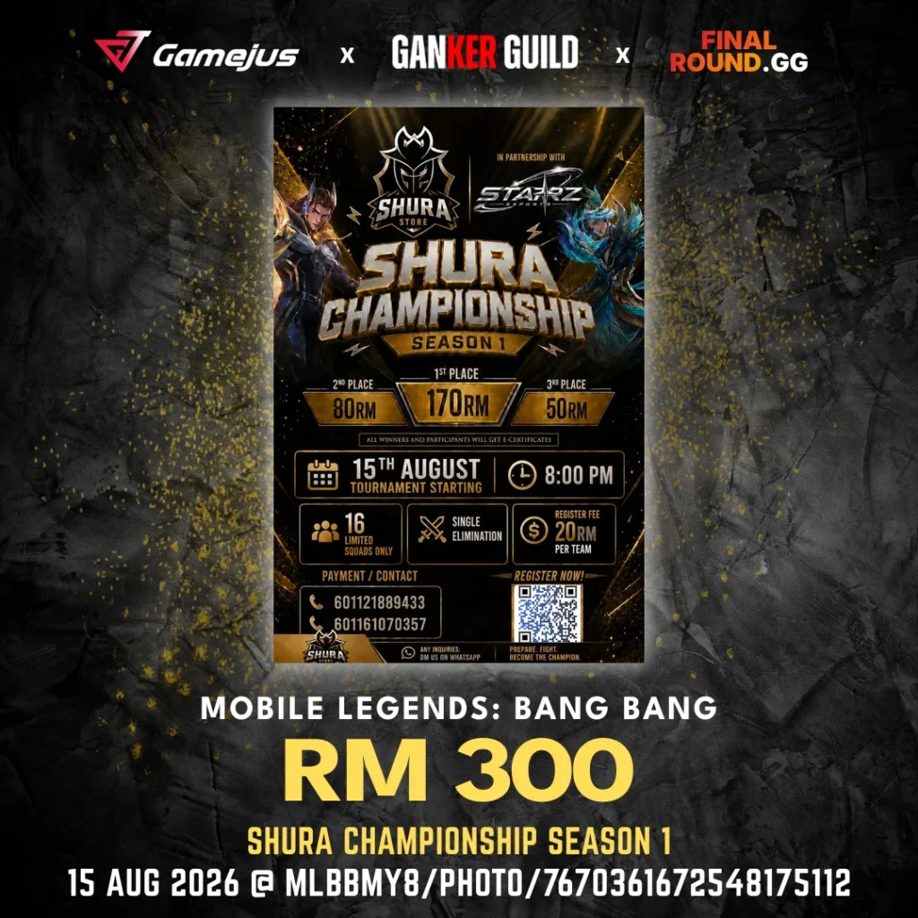 GAMEJUS X GANKER GUILD X FINAL ROUND.GG MOBILE LEGENDS BANG BANG RM 300 SHURA CHAMPIONSHIP SEASON 1 15 AUG 2026 @ MLBBMY8PHOTO7670361672548175112