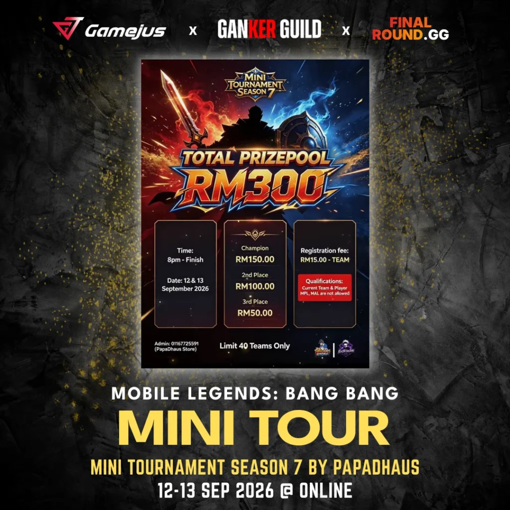 GAMEJUS X GANKER GUILD X FINAL ROUND.GG MOBILE LEGENDS BANG BANG MINI TOUR MINI TOURNAMENT SEASON 7 BY PAPADHAUS 12-13 SEP 2026 @ ONLINE