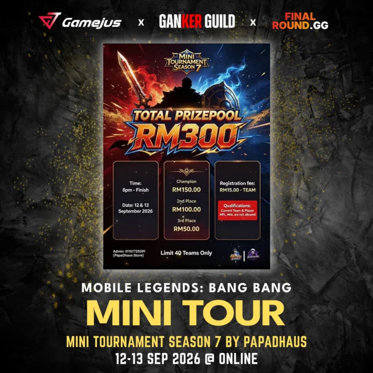 GAMEJUS X GANKER GUILD X FINAL ROUND.GG MOBILE LEGENDS BANG BANG MINI TOUR MINI TOURNAMENT SEASON 7 BY PAPADHAUS 12-13 SEP 2026 @ ONLINE