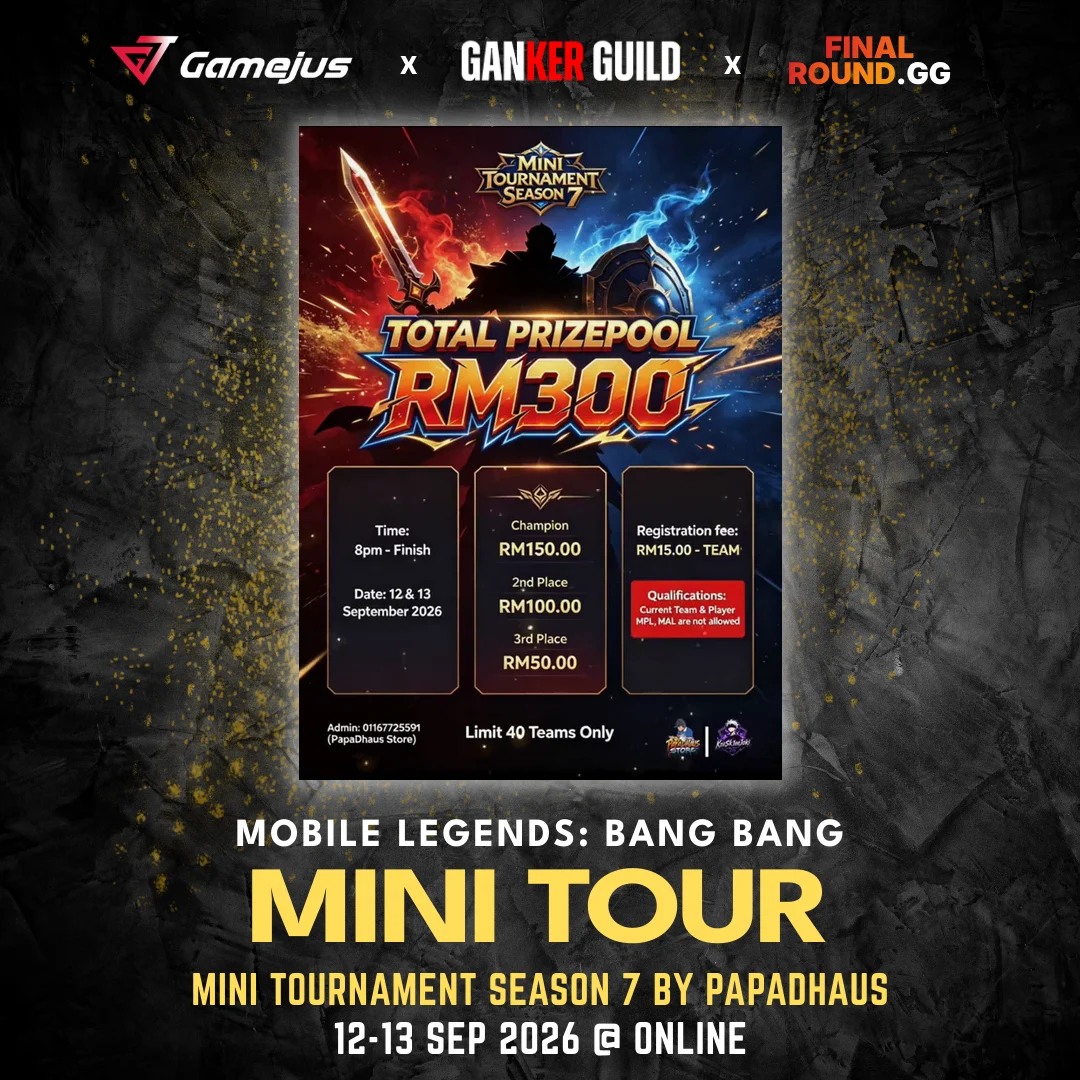 GAMEJUS X GANKER GUILD X FINAL ROUND.GG MOBILE LEGENDS BANG BANG MINI TOUR MINI TOURNAMENT SEASON 7 BY PAPADHAUS 12-13 SEP 2026 @ ONLINE