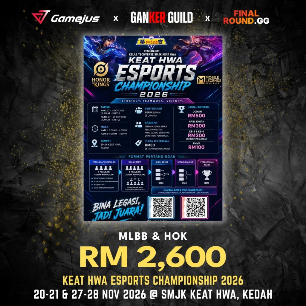 GAMEJUS X GANKER GUILD X FINAL ROUND.GG MLBB & HOK RM 2,600 KEAT HWA ESPORTS CHAMPIONSHIP 2026 20-21 & 27-28 NOV 2026 @ SMJK KEAT HWA, KEDAH